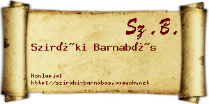 Sziráki Barnabás névjegykártya